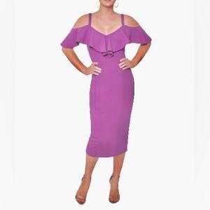 RACHEL Rachel Roy Off The Shoulder V-Neck Ruffle Dress Bright Lilac Women’s Sz M